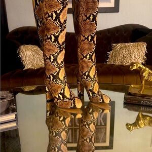 ANTONIO MELANI Snakeskin Print Tall Boots